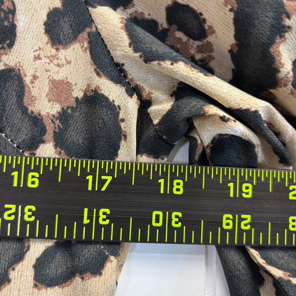 Womens Boho Feminine Leopard Print Chiffon Lacey Hem Maxi Dress Size M Mob Wife - Picture 4 of 12